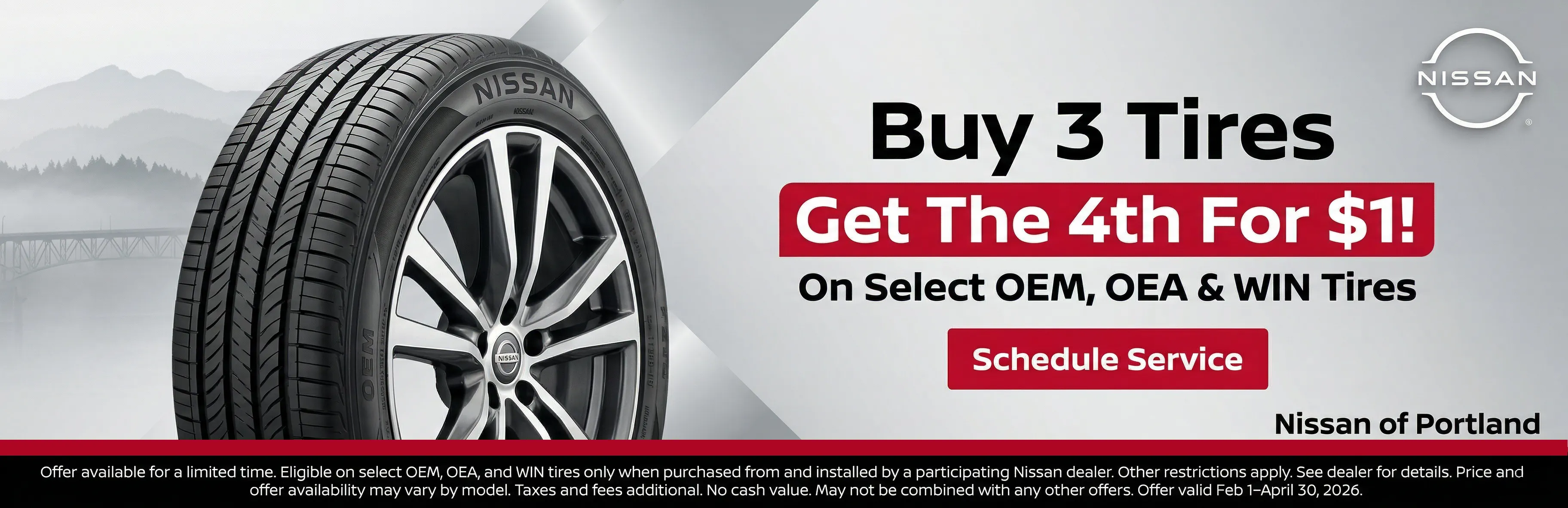 Buy 3 Tires Get the 4th For $1